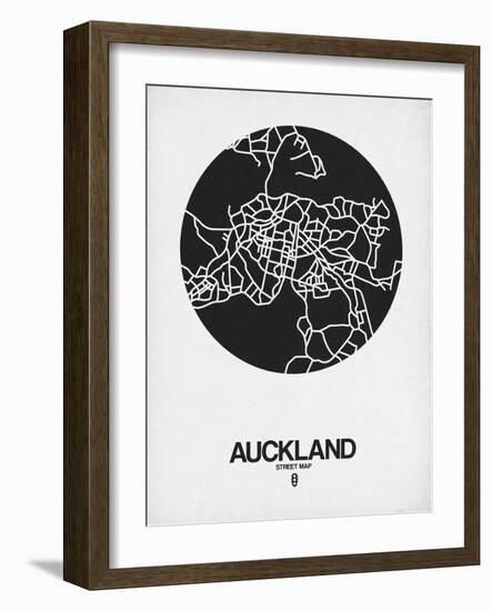 Auckland Street Map Black on White-NaxArt-Framed Art Print