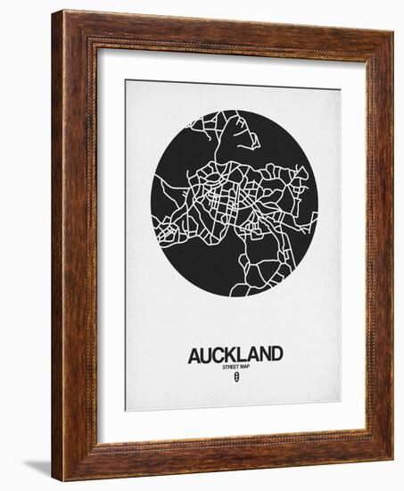 Auckland Street Map Black on White-NaxArt-Framed Art Print