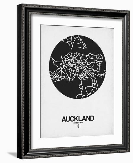 Auckland Street Map Black on White-NaxArt-Framed Art Print
