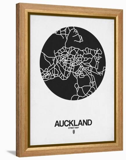 Auckland Street Map Black on White-NaxArt-Framed Stretched Canvas