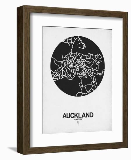 Auckland Street Map Black on White-NaxArt-Framed Art Print