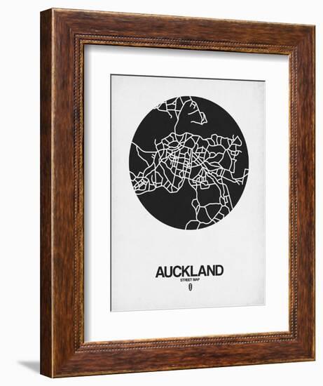 Auckland Street Map Black on White-NaxArt-Framed Art Print