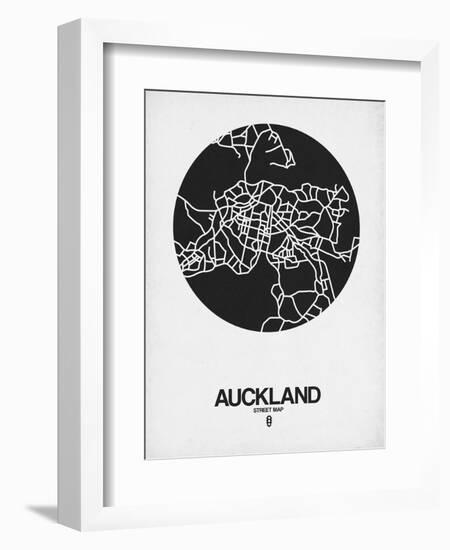 Auckland Street Map Black on White-NaxArt-Framed Art Print