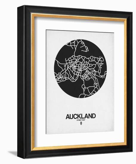 Auckland Street Map Black on White-NaxArt-Framed Art Print