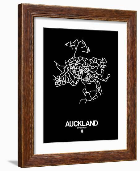 Auckland Street Map Black-NaxArt-Framed Art Print