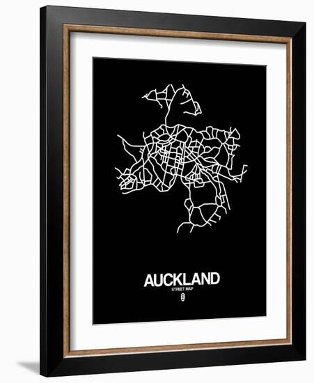 Auckland Street Map Black-NaxArt-Framed Art Print