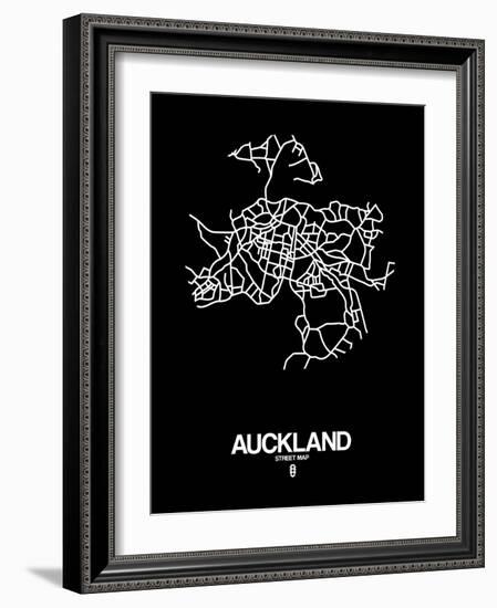 Auckland Street Map Black-NaxArt-Framed Art Print