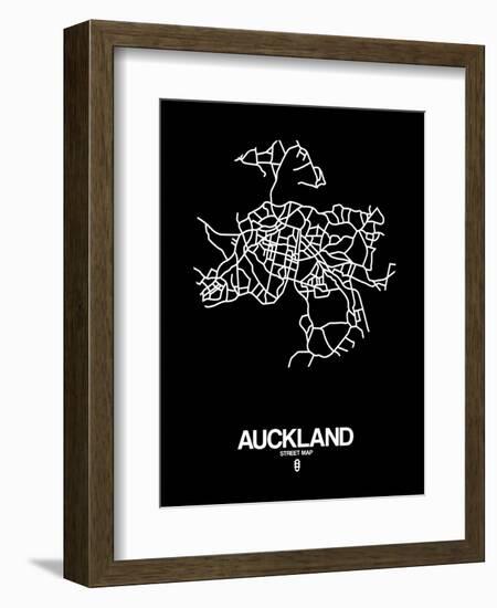 Auckland Street Map Black-NaxArt-Framed Art Print