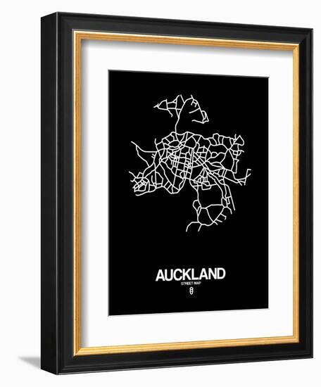 Auckland Street Map Black-NaxArt-Framed Art Print