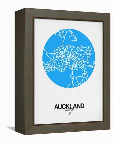 Auckland Street Map Blue-NaxArt-Framed Stretched Canvas