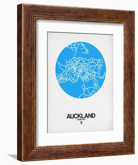 Auckland Street Map Blue-NaxArt-Framed Premium Giclee Print