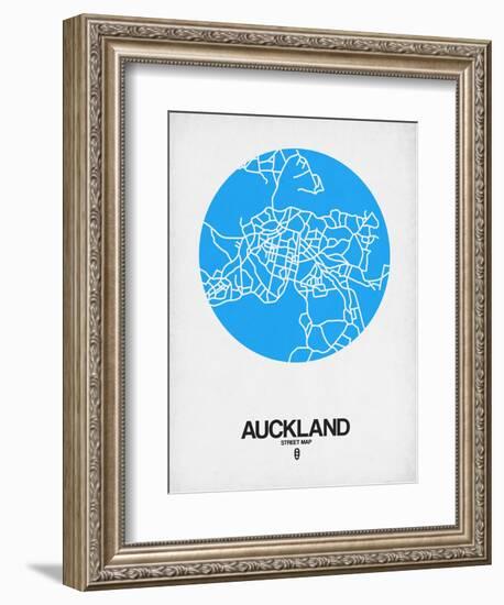 Auckland Street Map Blue-NaxArt-Framed Art Print