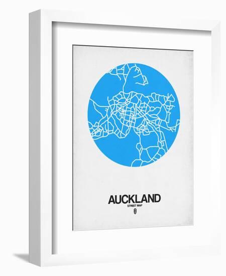 Auckland Street Map Blue-NaxArt-Framed Art Print