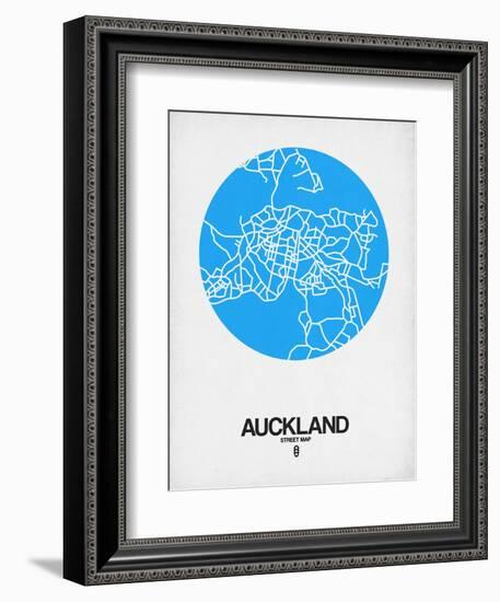 Auckland Street Map Blue-NaxArt-Framed Art Print