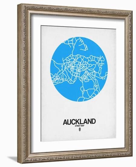 Auckland Street Map Blue-NaxArt-Framed Art Print