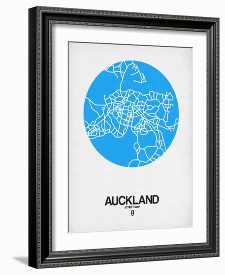 Auckland Street Map Blue-NaxArt-Framed Art Print