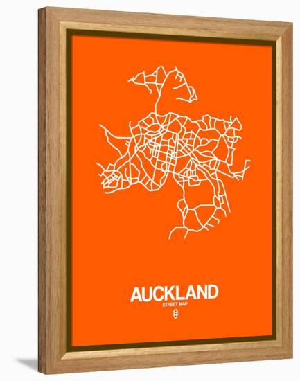 Auckland Street Map Orange-NaxArt-Framed Stretched Canvas