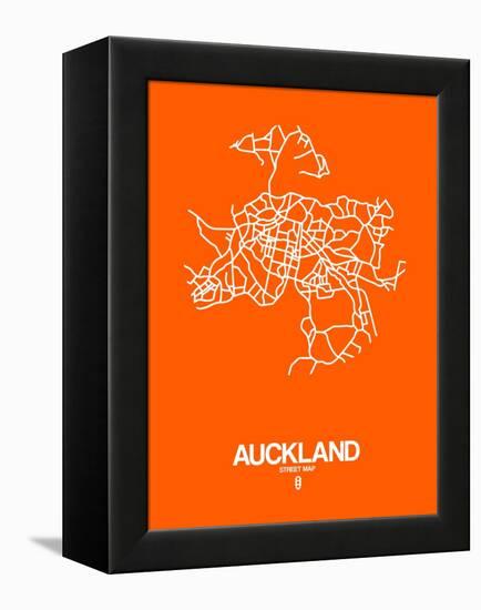 Auckland Street Map Orange-NaxArt-Framed Stretched Canvas