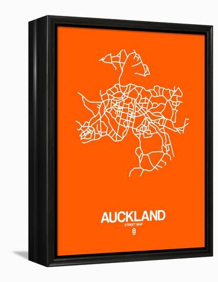 Auckland Street Map Orange-NaxArt-Framed Stretched Canvas