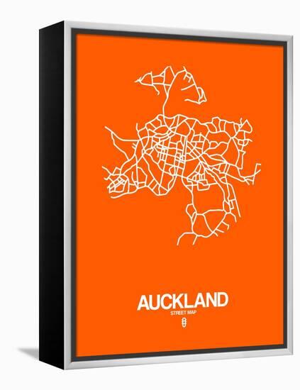 Auckland Street Map Orange-NaxArt-Framed Stretched Canvas