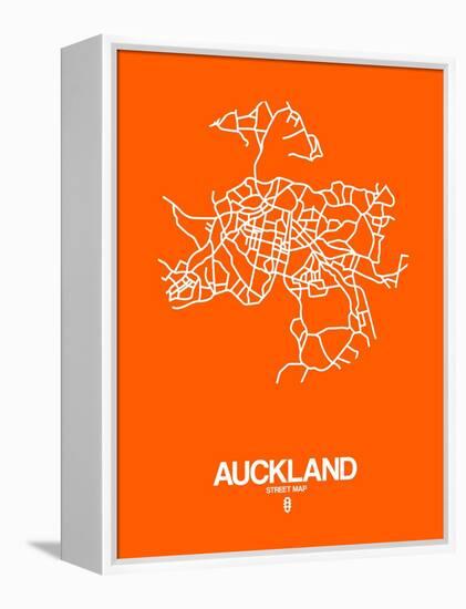 Auckland Street Map Orange-NaxArt-Framed Stretched Canvas