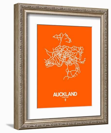 Auckland Street Map Orange-NaxArt-Framed Art Print