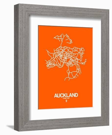 Auckland Street Map Orange-NaxArt-Framed Art Print