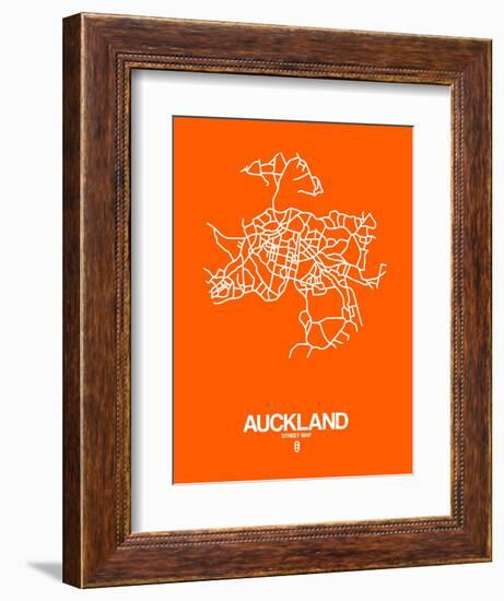 Auckland Street Map Orange-NaxArt-Framed Art Print