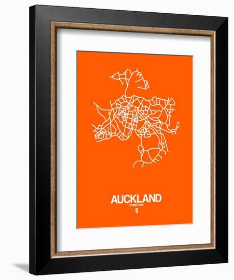 Auckland Street Map Orange-NaxArt-Framed Art Print