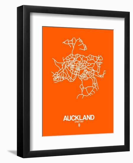 Auckland Street Map Orange-NaxArt-Framed Art Print