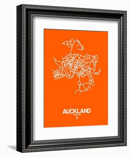 Auckland Street Map Orange-NaxArt-Framed Art Print