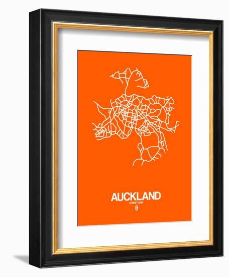 Auckland Street Map Orange-NaxArt-Framed Art Print