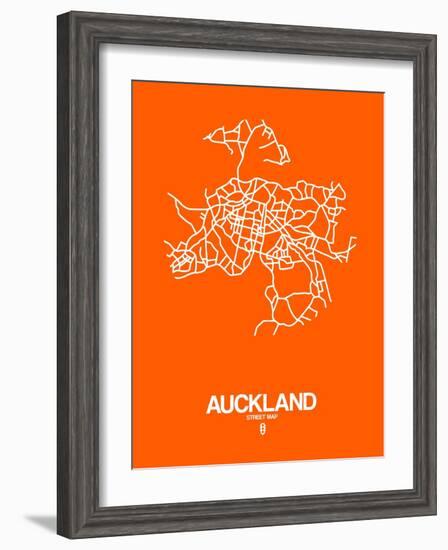 Auckland Street Map Orange-NaxArt-Framed Art Print