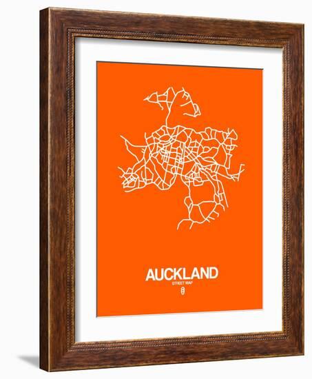 Auckland Street Map Orange-NaxArt-Framed Art Print