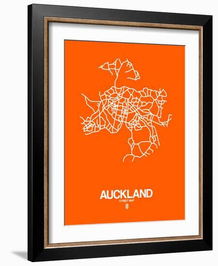 Auckland Street Map Orange-NaxArt-Framed Art Print