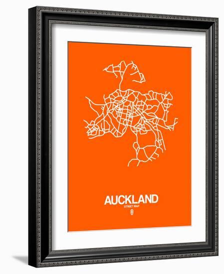 Auckland Street Map Orange-NaxArt-Framed Art Print