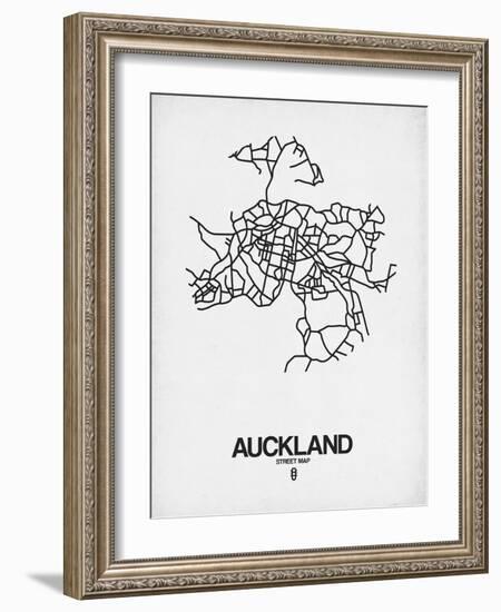 Auckland Street Map White-NaxArt-Framed Art Print