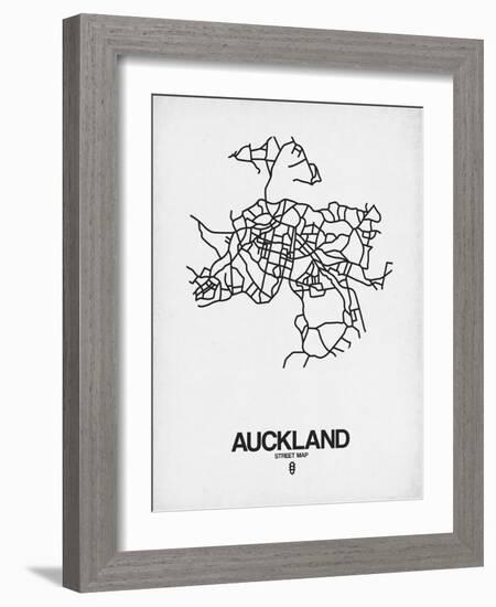 Auckland Street Map White-NaxArt-Framed Art Print