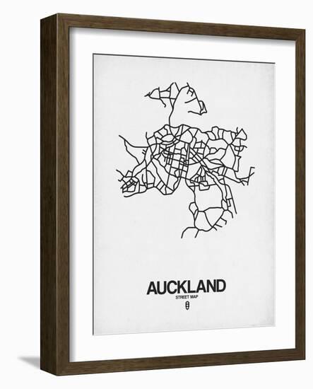 Auckland Street Map White-NaxArt-Framed Art Print