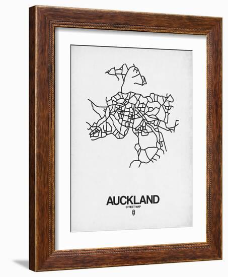 Auckland Street Map White-NaxArt-Framed Art Print