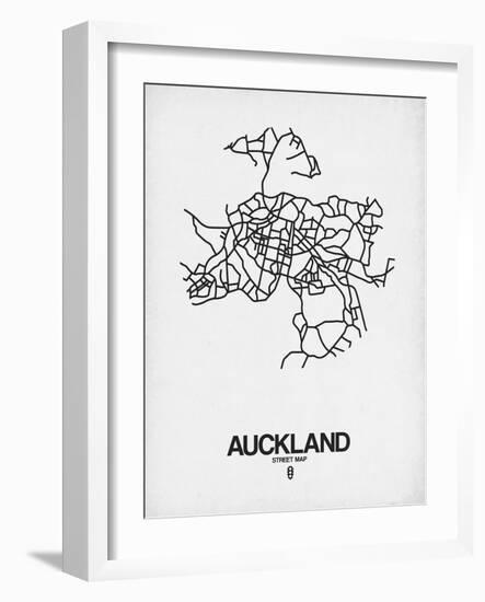 Auckland Street Map White-NaxArt-Framed Art Print