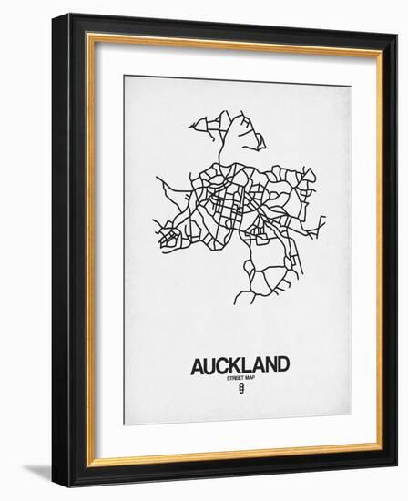 Auckland Street Map White-NaxArt-Framed Art Print