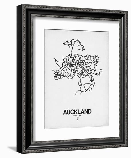 Auckland Street Map White-NaxArt-Framed Premium Giclee Print