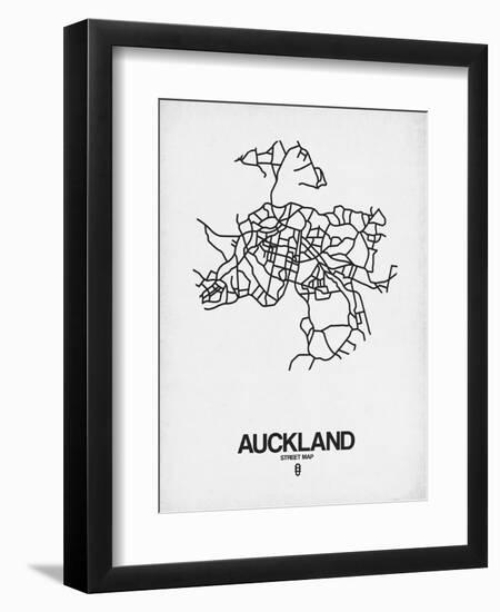 Auckland Street Map White-NaxArt-Framed Art Print