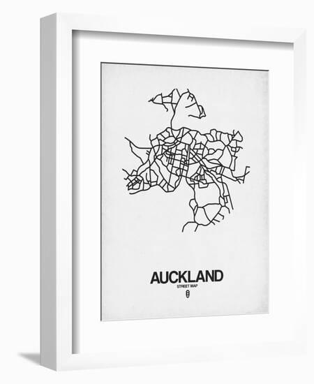 Auckland Street Map White-NaxArt-Framed Art Print