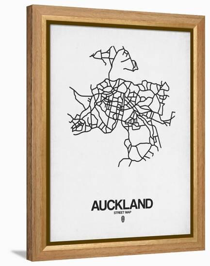 Auckland Street Map White-NaxArt-Framed Stretched Canvas