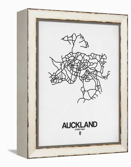 Auckland Street Map White-NaxArt-Framed Stretched Canvas