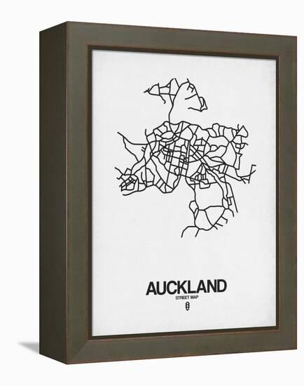 Auckland Street Map White-NaxArt-Framed Stretched Canvas