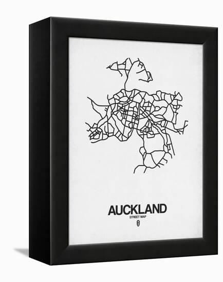 Auckland Street Map White-NaxArt-Framed Stretched Canvas