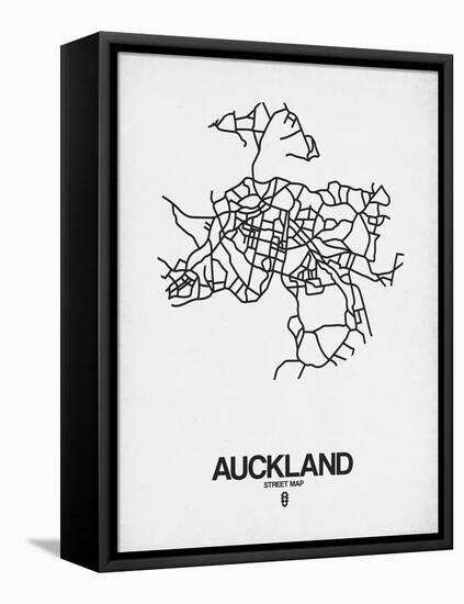 Auckland Street Map White-NaxArt-Framed Stretched Canvas